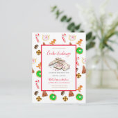 Waterverf - Uitnodiging voor kerstkoekjes-uitwisse (Staand voorkant)