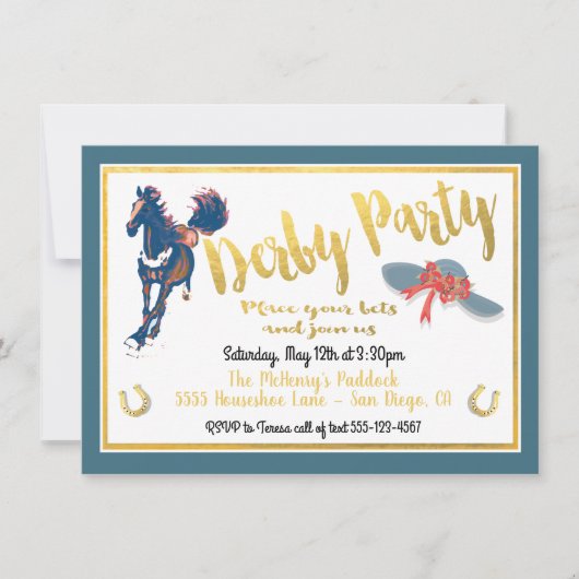 Waterverf Uitnodiging voor paardenraces (Voorkant)