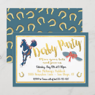 Waterverf Uitnodiging voor paardenraces