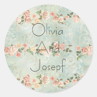 Waterverf-uitnodiging voor rozen ronde sticker
