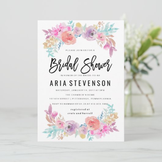 Waterverf - Uitnodiging voorjaars Bridal (Staand voorkant)