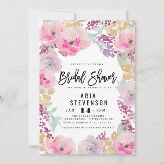 Waterverf - Uitnodiging voorjaars Bridal (Voorkant)