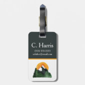 Waterverf Uitzicht in het gebergte, Sunset, Kind I Bagagelabel (Achterkant verticaal)