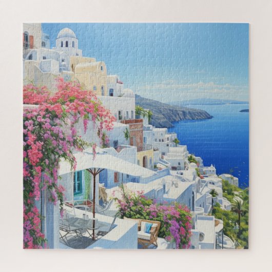 Waterverf uitzicht van Santorini puzzel (Verticaal)