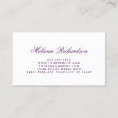 Waterverf Ultra Violet Paarse Floral Glitter Visitekaartje (Achterkant)