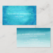 Waterverf ultramarene turkooizen visitekaartjes (Voorkant / Achterkant)