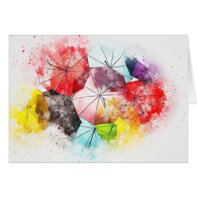 Waterverf Umbrella Abstract Patroon (Voorkant Horizontaal)