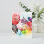 Waterverf Umbrella Abstract Patroon Briefkaart (Staand voorkant)