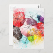 Waterverf Umbrella Abstract Patroon Briefkaart (Voorkant / Achterkant)