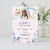 Waterverf Unicorn Aangepaste foto Birthday Kaart (Staand voorkant)