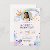 Waterverf Unicorn Aangepaste foto Birthday Kaart (Voorkant / Achterkant)