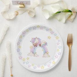Waterverf unicorn baby shower papieren bordje