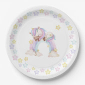 Waterverf unicorn baby shower papieren bordje (Voorkant)