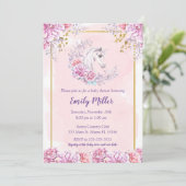 Waterverf Unicorn baby shower-uitnodiging Kaart (Staand voorkant)