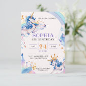 Waterverf Unicorn Birthday Kaart (Staand voorkant)