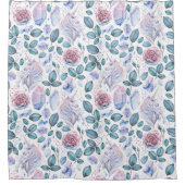 Waterverf Unicorn Crystals & Rozen Patroon Douchegordijn (Voorkant)