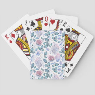 Waterverf Unicorn Crystals & Rozen Patroon Pokerkaarten