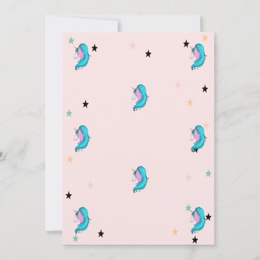 Waterverf Unicorn, de Uitnodiging van het Baby sho (Achterkant)