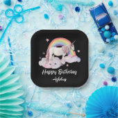 Waterverf Unicorn en Rainbow op maat Papieren Bordje (Feest)