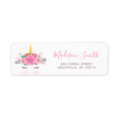 Waterverf Unicorn Face Floral Stars Custom Etiket (Voorkant)