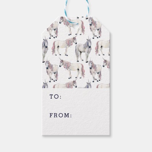 Waterverf Unicorn Fairy Tale Patroon Cadeaulabel (Voorkant)