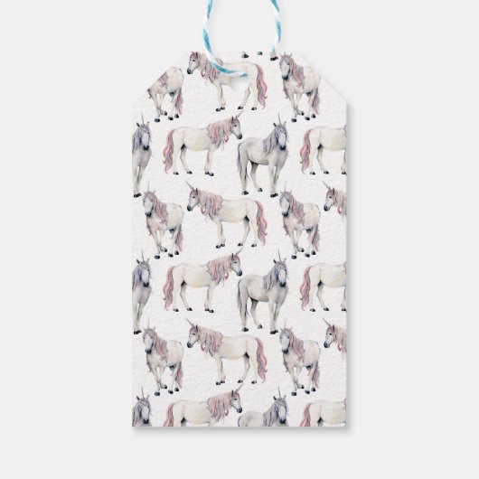 Waterverf Unicorn Fairy Tale Patroon Cadeaulabel (Achterkant)