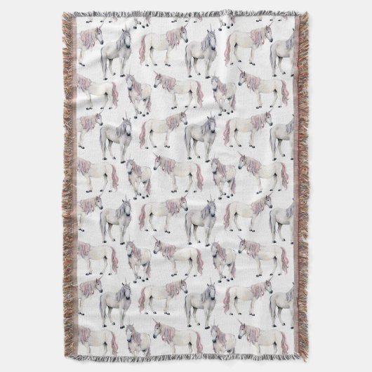 Waterverf Unicorn Fairy Tale Patroon Deken (Voorkant Verticaal)
