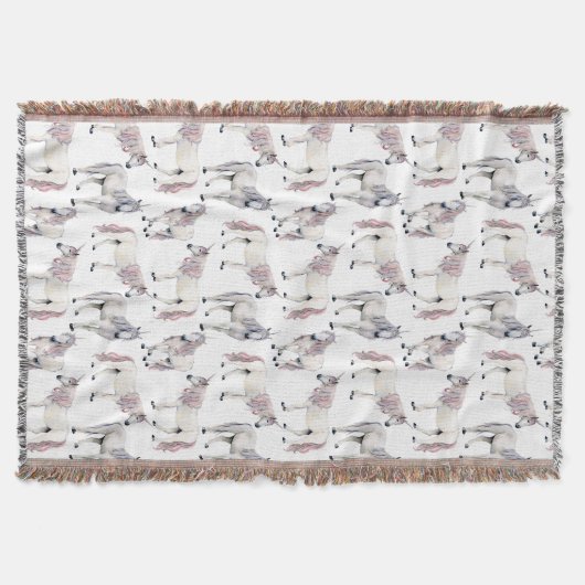 Waterverf Unicorn Fairy Tale Patroon Deken (Voorkant)