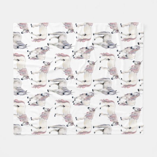 Waterverf Unicorn Fairy Tale Patroon Fleece Deken (Voorkant (Horizontaal))