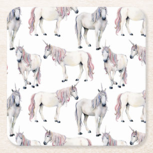 Waterverf Unicorn Fairy Tale Patroon Kartonnen Onderzetters