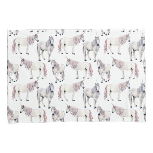 Waterverf Unicorn Fairy Tale Patroon Kussensloop (Voorkant-Rechts)