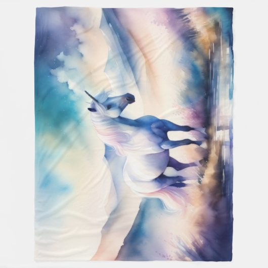 Waterverf Unicorn Fleece Deken (Voorkant)