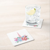 Waterverf Unicorn Floral Crown Kartonnen Onderzetters (Insitu)