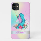 Waterverf Unicorn, Flowers, Hearts, Holografisch Case-Mate iPhone Case (Achterkant)