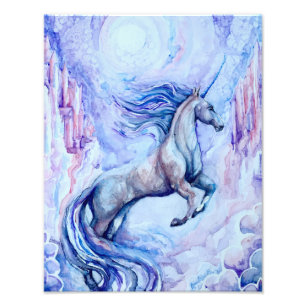 Waterverf Unicorn Foto afdrukken