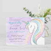 Waterverf Unicorn Magical Day Girl's Birthday Kaart (Staand voorkant)