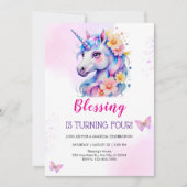 Waterverf Unicorn Magical Day Girl's Birthday Kaart (Voorkant)