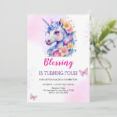 Waterverf Unicorn Magical Day Girl's Birthday Kaart (Staand voorkant)