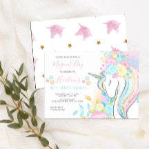 Waterverf Unicorn Magical Day Girl's Birthday
