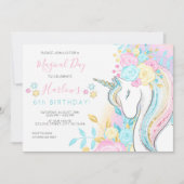 Waterverf Unicorn Magical Day Girl's Birthday Kaart (Voorkant)