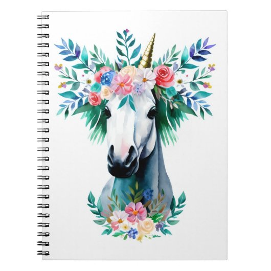 Waterverf Unicorn met kroon Notitieboek (Voorkant)