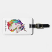 Waterverf Unicorn met regenbooghaar Bagagelabel (Voorkant horizontaal)