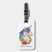 Waterverf Unicorn met regenbooghaar Bagagelabel (Voorkant verticaal)