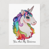 Waterverf Unicorn met regenbooghaar Briefkaart (Voorkant)