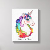 Waterverf Unicorn met regenbooghaar Canvas Afdruk (Voorkant)