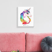 Waterverf Unicorn met regenbooghaar Canvas Afdruk (Insitu (Woonkamer))
