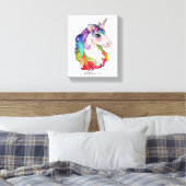 Waterverf Unicorn met regenbooghaar Canvas Afdruk (Insitu (Slaapkamer))
