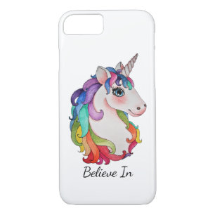 Waterverf Unicorn met regenbooghaar iPhone 8/7 Hoesje
