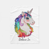 Waterverf Unicorn met regenbooghaar Fleece Deken (Voorkant)
