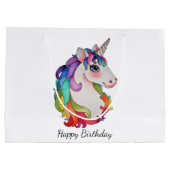 Waterverf Unicorn met regenbooghaar Groot Cadeauzakje (Achterkant)